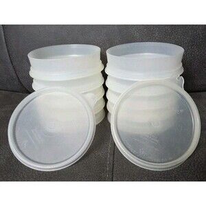 Tupperware Hamburger Burger Patty 4” Freezer Keeper #882 #215 Lot of 10 & Lids A